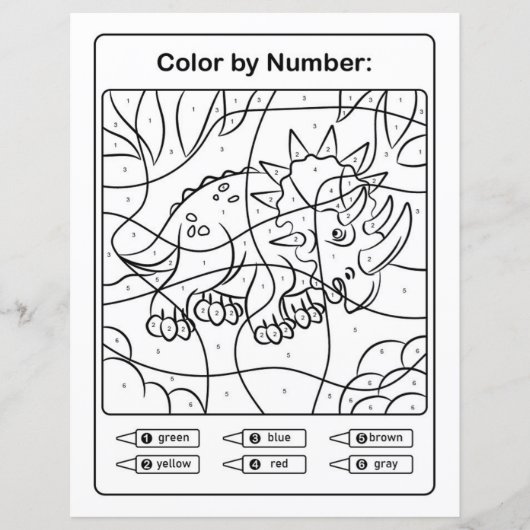 Dinosaur Coloring Page by number - Rhinoceratops (Voorkant)