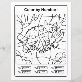 Dinosaur Coloring Page by number - Rhinoceratops