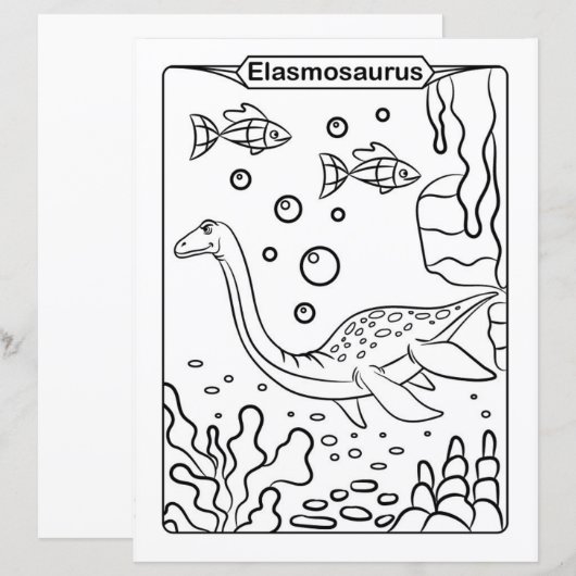 Dinosaur Coloring Page - Elasmosaurus (Voorkant / Achterkant)