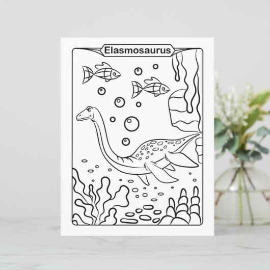 Dinosaur Coloring Page - Elasmosaurus (Staand voorkant)