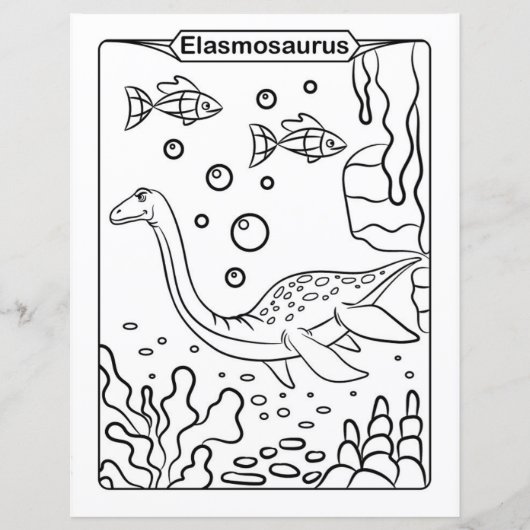 Dinosaur Coloring Page - Elasmosaurus (Voorkant)