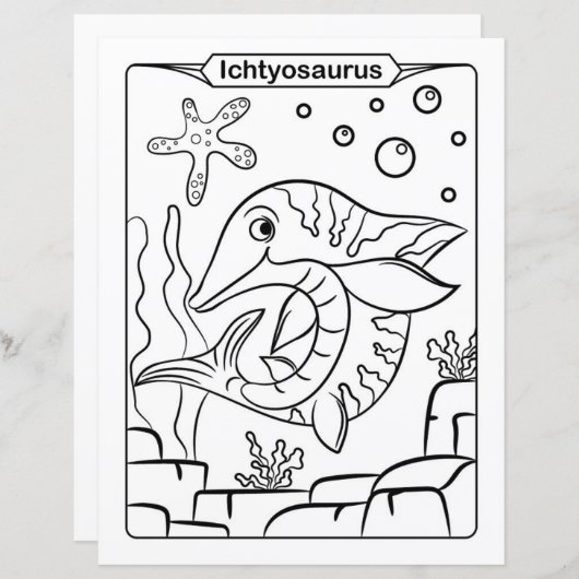 Dinosaur Coloring Page - Ichtyosaurus (Voorkant / Achterkant)