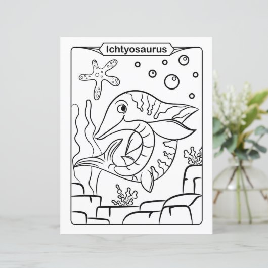 Dinosaur Coloring Page - Ichtyosaurus (Staand voorkant)