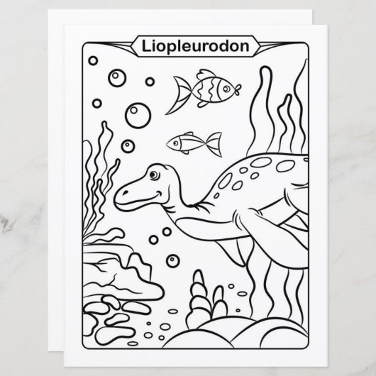 Dinosaur Coloring Page - Liopleurodon (Voorkant / Achterkant)