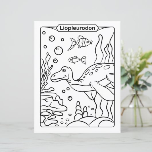 Dinosaur Coloring Page - Liopleurodon (Staand voorkant)