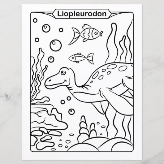 Dinosaur Coloring Page - Liopleurodon (Voorkant)