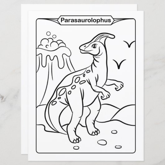 Dinosaur Coloring Page - Parasaurolophus (Voorkant / Achterkant)