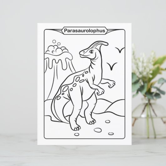 Dinosaur Coloring Page - Parasaurolophus (Staand voorkant)