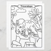 Dinosaur Coloring Page - Triceratops (Voorkant / Achterkant)