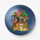 Dinosaur comic art vulcano zap prehistanimal  papieren bordje (Voorkant)