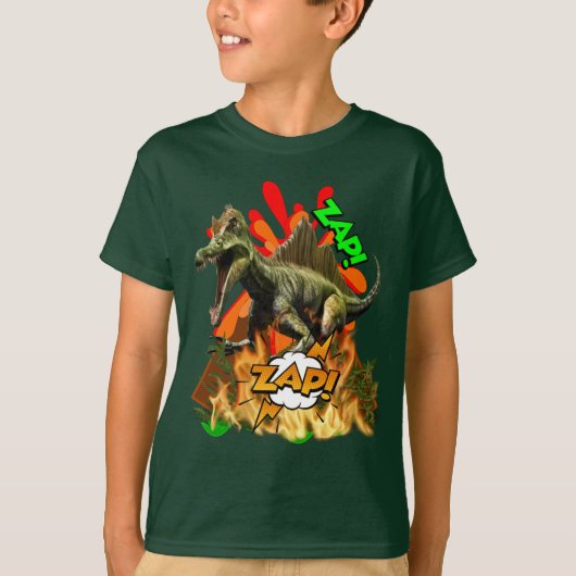 Dinosaur comic art vulcano zap prehistorische kuns t-shirt (Voorkant)