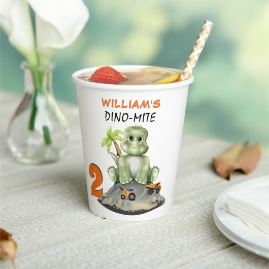 Dinosaur Construction Boy Birthday Papieren Bekers (Insitu)