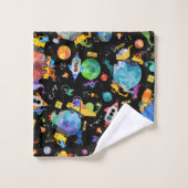 Dinosaur Construction Crew Buitenspatie Astronauts Bad Handdoek (Wasdoekje)