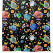 Dinosaur Construction Crew Buitenspatie Astronauts Douchegordijn (Voorkant)