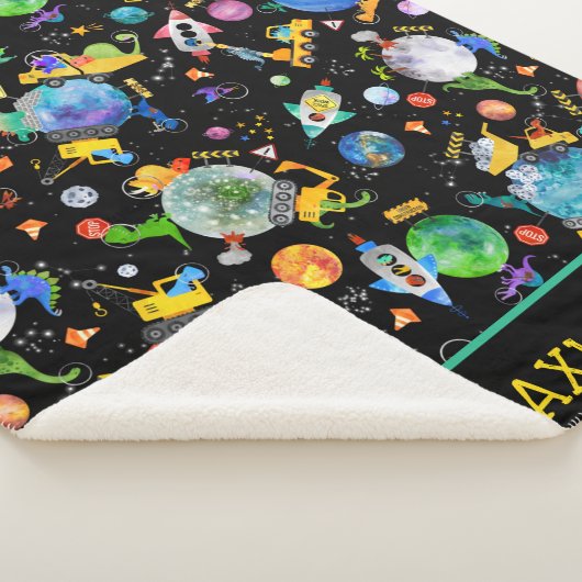 Dinosaur Construction Crew Space Kinder - Speciaal Sherpa Deken (3/4)