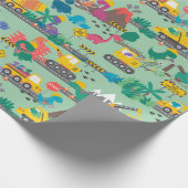 Dinosaur Construction Kinder Cadeaupapier (Hoek)