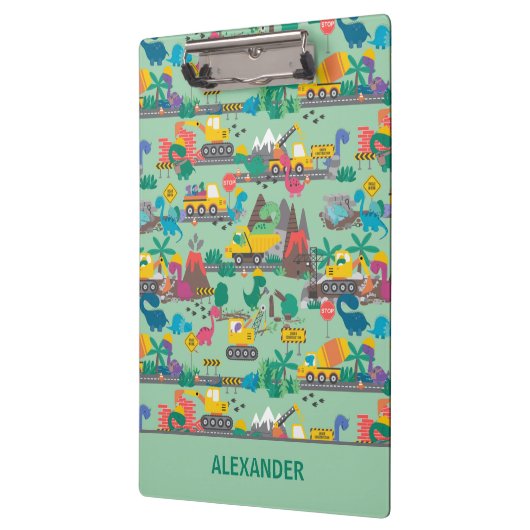 Dinosaur Construction Kinder-Personalized Klembord (Links)