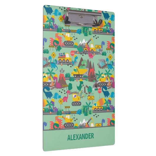 Dinosaur Construction Kinder-Personalized Klembord (Rechts)