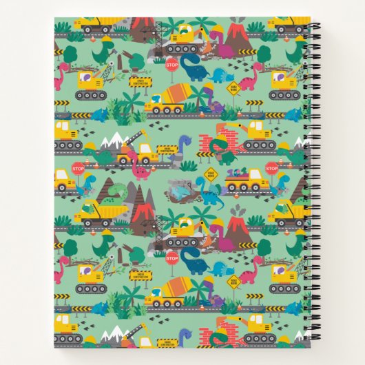 Dinosaur Construction Kinder-Personalized Notitieboek (Achterkant)