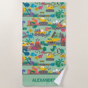 Dinosaur Construction Kinder-Personalized Strandlaken