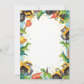 Dinosaur Construction Truck Birthday Invitatio Kaart (Achterkant)