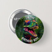 Dinosaur Cool BIRTHDAY Boy Ronde Button 5,7 Cm (Voorkant /achterkant)
