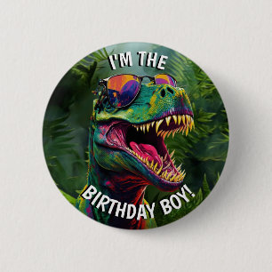 Dinosaur Cool BIRTHDAY Boy Ronde Button 5,7 Cm