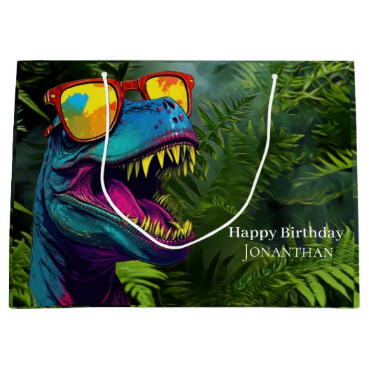 Dinosaur Cool Paars Oerwoud Groot Cadeauzakje (Voorkant)