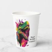 Dinosaur Cool Pink Paper Cups Papieren Bekers (Achterkant)