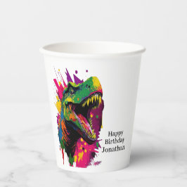 Dinosaur Cool Pink Paper Cups Papieren Bekers