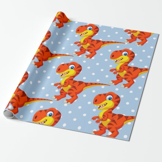 Dinosaur Cool T Rex Boy Cadeaupapier (Uitgerold)