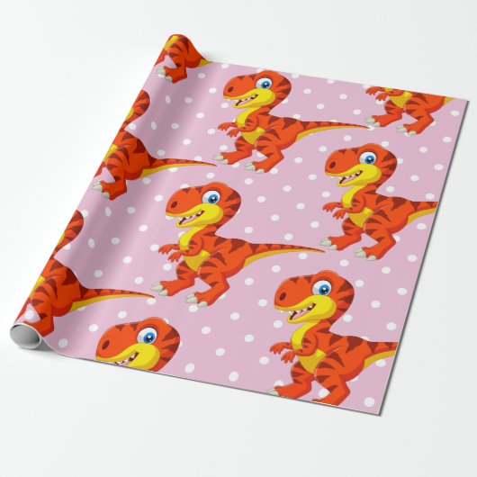 Dinosaur Cool T Rex Girl Cadeaupapier (Uitgerold)