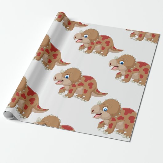 Dinosaur Cool Triceratops Kinder Cadeaupapier (Uitgerold)