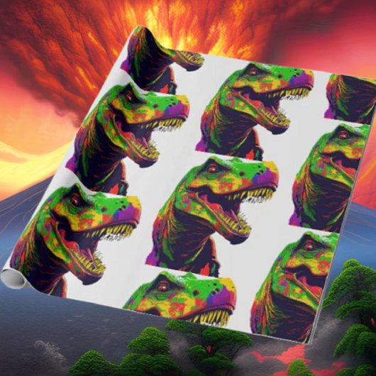 Dinosaur Cool Yellow Happy Birthday Cadeaupapier