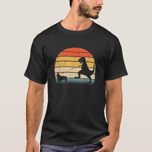 Dinosaur Corgi Hondenras Silhouette Funny T-shirt (Voorkant)