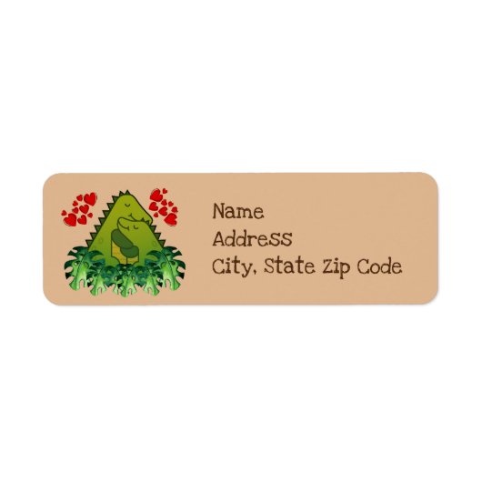 Dinosaur Couple in Love Return Address Label (Voorkant)