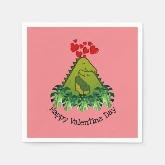 Dinosaur Couple Paper Napkin Servet (Voorkant)