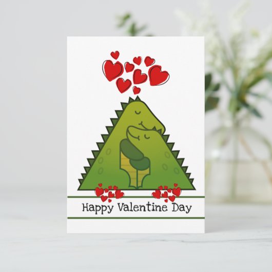 Dinosaur Couple Valentijn Card Bedankkaart (Staand voorkant)
