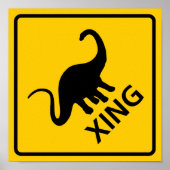 Dinosaur Crossing Highway Sign Poster (Voorkant)