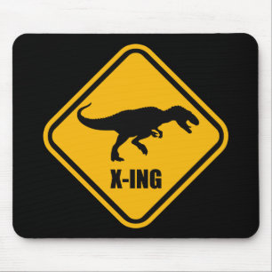 Dinosaur Crossing Street Sign T Rex Muismat