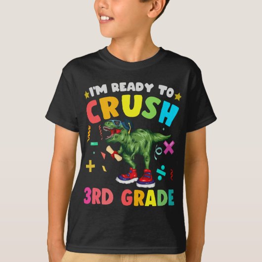 Dinosaur Crush 3rd Grade Dino First Day Boys Trex T-shirt (Voorkant)