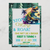 Dinosaur Custom Kids Birthday Kaart (Voorkant / Achterkant)