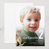 Dinosaur Custom Photo 2e Verjaardagsfeest Kaart (Voorkant / Achterkant)