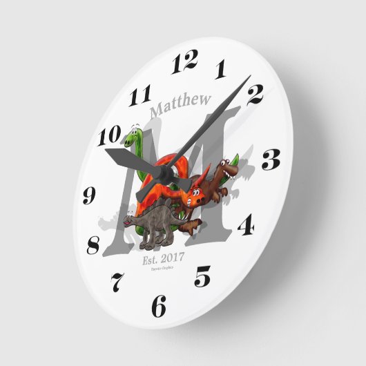 Dinosaur Custom Ronde Klok (Hoek)