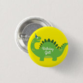 Dinosaur Cute 1st Birthday Button Pin (Voorkant /achterkant)