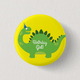 Dinosaur Cute 1st Birthday Button Pin