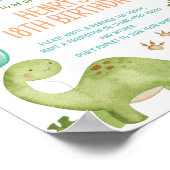 Dinosaur Cute Boy Birthday Party Time Capsule Sign Poster (Hoek)
