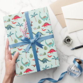 Dinosaur Cute Colorful Kinder Wrapping Paper Cadeaupapier