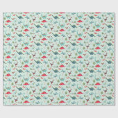 Dinosaur Cute Colorful Kinder Wrapping Paper Cadeaupapier (Vlak)