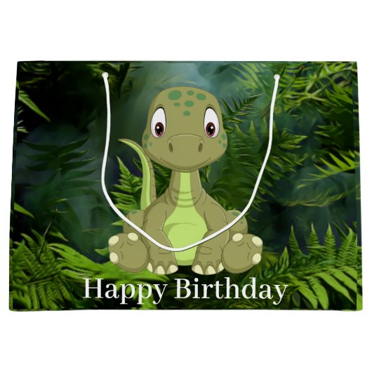 Dinosaur Cute Green Jurassic Party Groot Cadeauzakje (Voorkant)